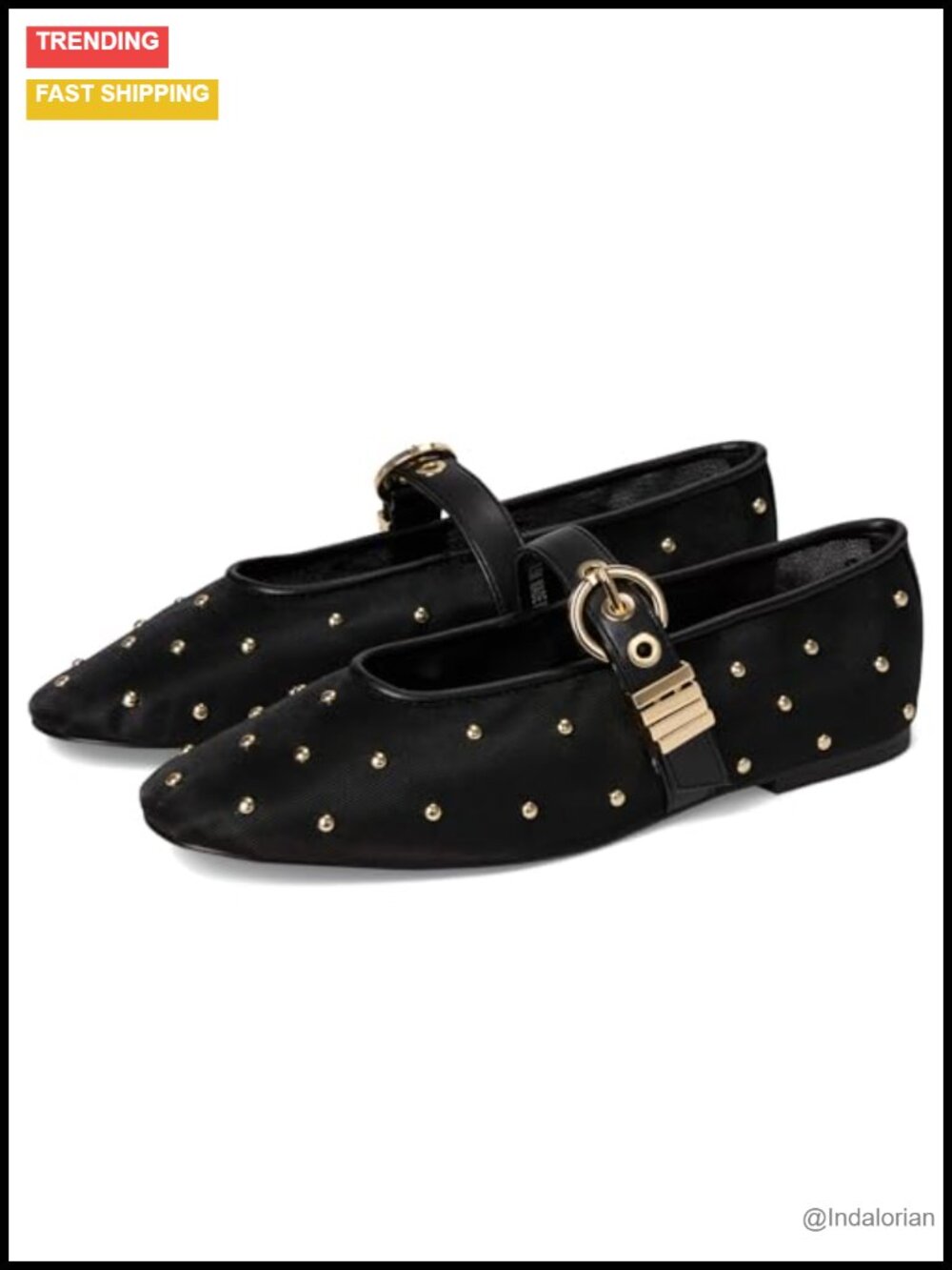 Steve Madden Lucia Ballet Flat Mesh Buckle Closed Toe Casual Formal